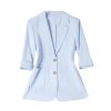 Women Spring Summer Wear Half Sleeve Jacket Office Single Breasted Thin Suit Blazer