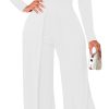 Women's Casual Long Sleeve Round Neck Jumpsuits Work Wide Leg Pants Club Party Loose Rompers