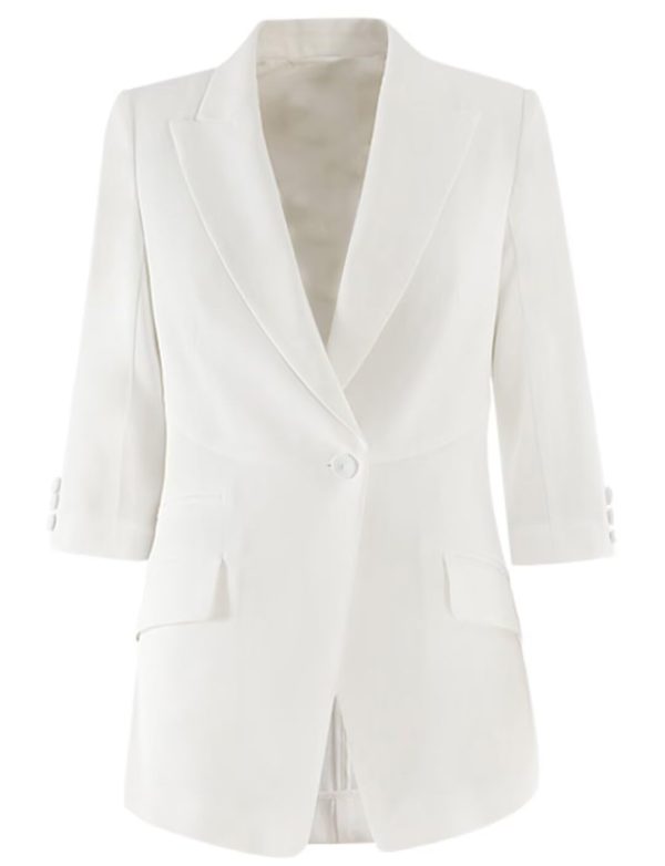 41VurjfqnsL.jpg Women's Suit Jacket Summer 3/4 Sleeve Blazer Business Casual One Button Outfits for Work