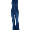 Denim Jumpsuit for Women Sexy Slim Fit Zipper Sleeveless V-Neck High Waist Fashion Jean Pants Rompers