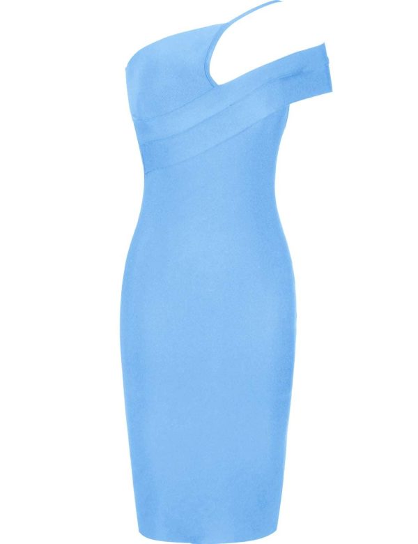 41i7x6HdCvL.jpg Women's Cut Out One Shoulder Sleeveless Split Club Party Fashion Bandage Dress
