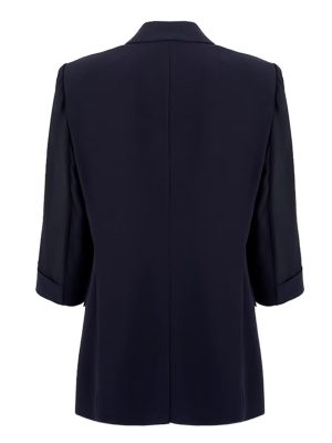 Women's Double Breasted Suit Blazer Summer 3/4 Sleeve Office Work Casual Jacket