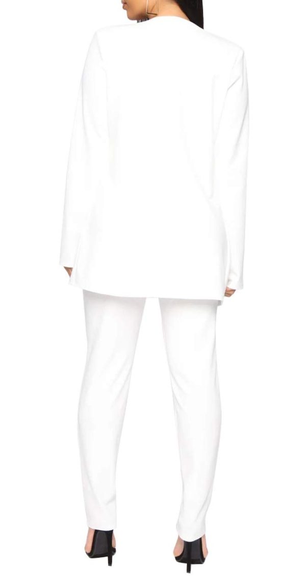 41zNeaMNufL.jpg Women's 2 Piece Outfit Casual Solid Open Front Blazer and Pencil Pant Suits Set