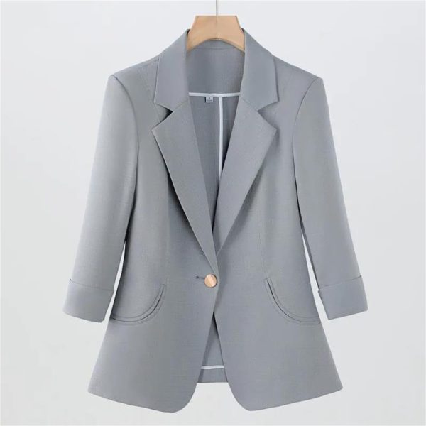51-q8KuSCCL.jpg Women's Spring Summer Slim Half Sleeve Casual Jacket Lady Office Jacket Tops