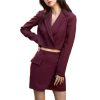 Spring Summer Stylish Blazer Suits Sets Women Crop Coat High Waist Pocket Mini Skirts Outfit Suits