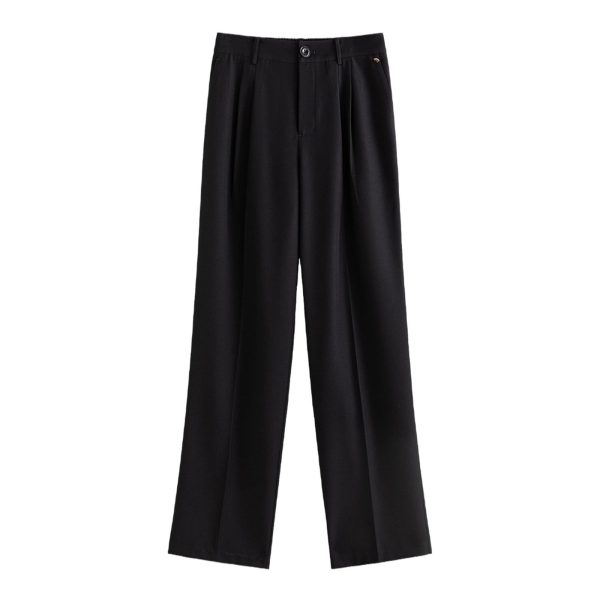 516hsTrH30L.jpg Women Suit Pants Straight Wide Leg Trouser Summer Long Pant Office Lady Bottom Loose Pants for Women