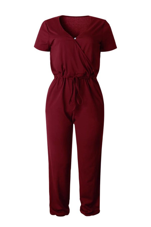518kGf0TskL.jpg Jumpsuits for Women 2025 Spring Summer Casual Dressy Short Sleeve Romper Airport Vacation Travel Outfits