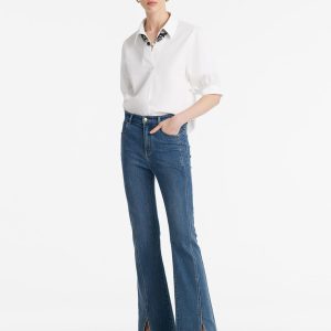 Business Casual Tops for Women Elegant V Neck White Dress Shirts Puff Sleeve Blouse for Work with Attached Silk Scarf