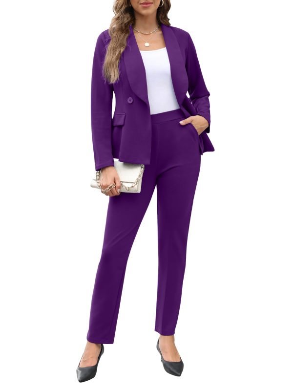 51AHBFLvD7L.jpg Women's Fall Business Pant Suit Long Sleeve Formal 2 Piece Blazer Set Casual Office Work Outfits 2024