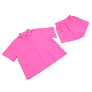 Women's Solid Short Sleeve Shirt Shorts Suit Set Summer Outfit for Women