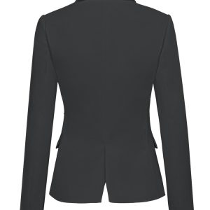 Womens Notched Lapel Pockets Button Work Office Blazer Jacket Suit