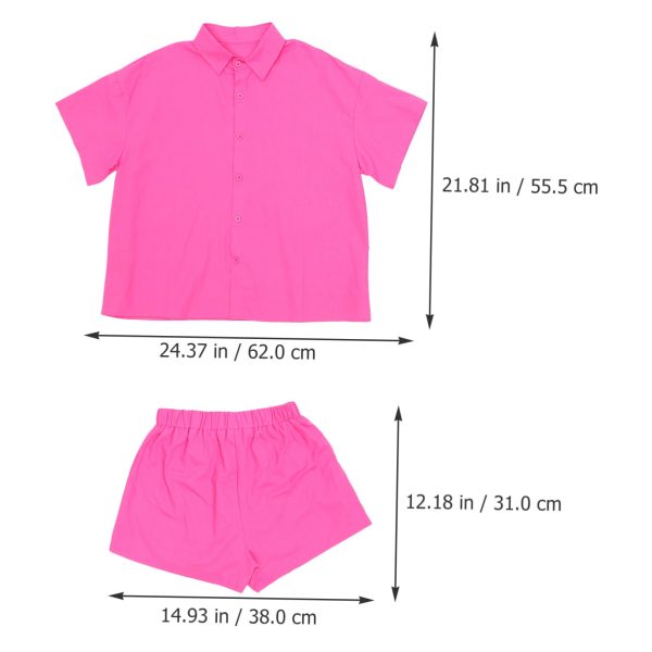 51HEZ0aFNkL.jpg Women's Solid Short Sleeve Shirt Shorts Suit Set Summer Outfit for Women