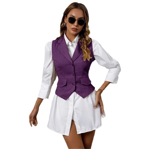 51IEZI713qL.jpg Women's Suit Vest Fashion Casual Sleeveless Jacket Summer Lapel Formal Waistcoat For Female