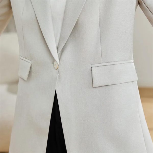 51KQQgxn9RL.jpg Women Spring Summer Professional Slim Half Sleeve Jacket Office Work Coat Tops White Blazer