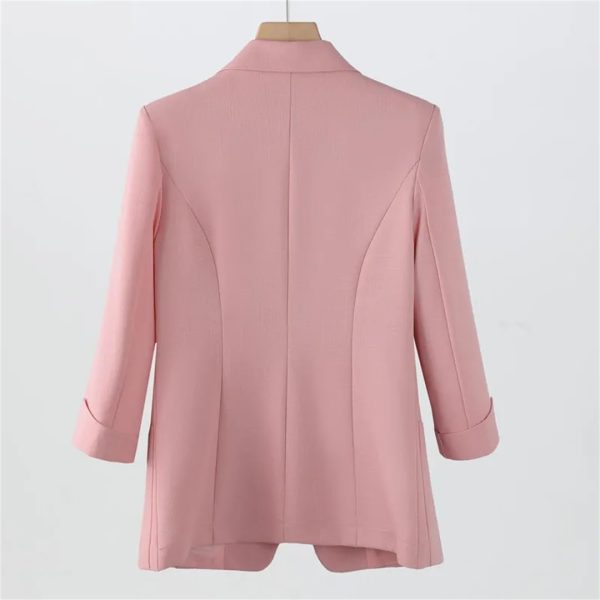 51KxGB1UCvL.jpg Women Spring Summer Pink Business Coat All Match Jascket Korea Work Office Suit White Black Blazers