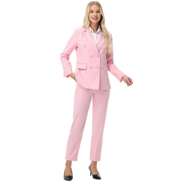 51LArY-heL.jpg Pant Suits for Women Formal Pant Suits Double Breasted Blazer Sets Women 2 Piece Outfits
