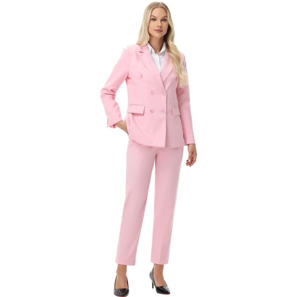 51RzQl-EKvL.jpg Pant Suits for Women Formal Pant Suits Double Breasted Blazer Sets Women 2 Piece Outfits