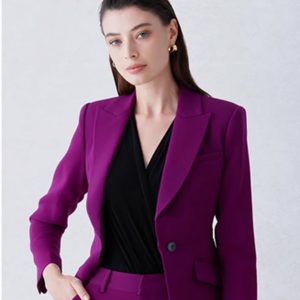 Women's Suit Blazer Peak Lapel One Button Office Work Business Jacket