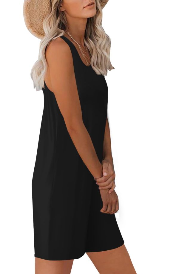 51UXKZU08JL.jpg Womens Summer Casual Sleeveless Rompers Tank Crewneck Wide Leg Loose Shorts Jumpsuit Overalls with Pockets
