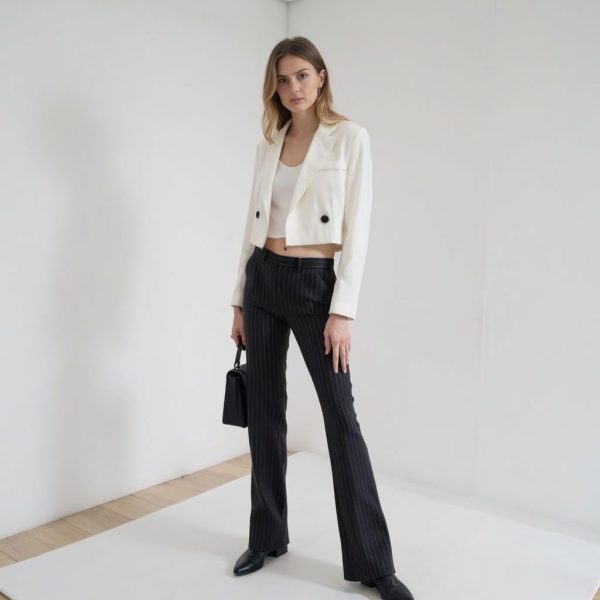 51WBmoF-lUL.jpg Womens Cropped Blazer Business Casual Lightweight Long Sleeve Suit Jacket Work Office Blazer for Women