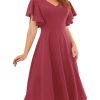 Women's Formal Cocktail Wedding Guest Dress for Women 2025 Short Sleeve Fit and Flare Tea Party Dresses