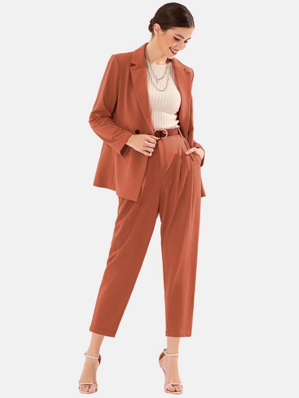 51aXKieSHKL.jpg Women's Business Blazer and High Elastic Waist Pant Suit Set Loose Fit Casual Fall Winter 2 Piece Suits for Work
