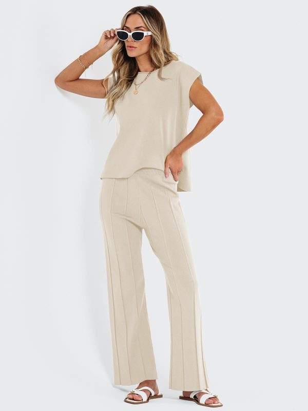 51gGbPv6HwL.jpg 2 Piece Sets for Women Summer Vacation 2025 Lounge Outfits Matching Two Pcs Spring Knit Tracksuits Sweat Suits