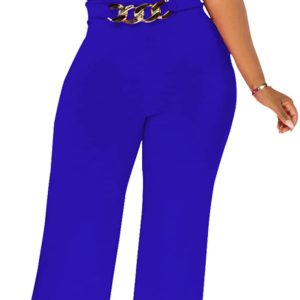 Women's Dressy Jumpsuits Summer Sexy Party Rompers Elegant Deep V Neck Backless Clubwear Wide Leg Long Pants