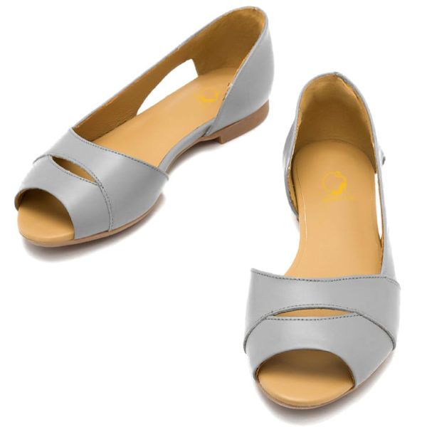 51jHpm3vBL.jpg Women Open Peep Toe Flat Shoes Slip On Cutout Flat Sandals Round Toe Matte Leather Ballet Flats Office Work Comfort Flat Heel