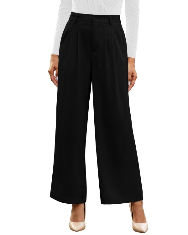 51lJU4l9U4L.jpg Wide Leg Pants for Women Work Business Casual High Waisted Dressy Pants Flowy Trousers Office