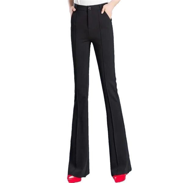51lvz5xsysL.jpg High Elastic Spring Summer Flare Pants Casual Straight Trousers for Women Work Suit Pants Loose Female Pantalon