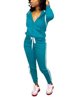 Womens Two Piece Outfits Casual Sweatsuits Solid Tracksuit Jogging Sweat Suits Matching Jogger Hoodie Pants Set