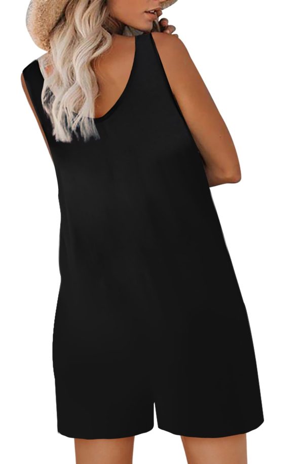 51pgx672TvL.jpg Womens Summer Casual Sleeveless Rompers Tank Crewneck Wide Leg Loose Shorts Jumpsuit Overalls with Pockets