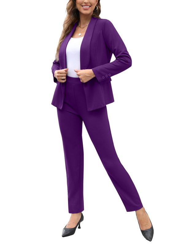51rCud9P7CL.jpg Women's Fall Business Pant Suit Long Sleeve Formal 2 Piece Blazer Set Casual Office Work Outfits 2024