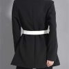 Women's Contrast Color Lapel Pocket Long Sleeve Loose Fit Office Open Front Solid Blazer