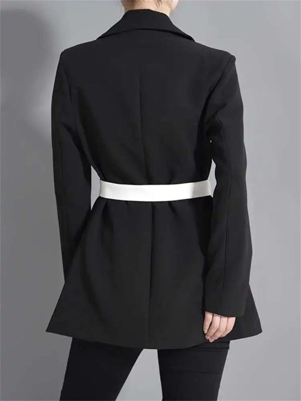 51v0NPhOOtL.jpg Women's Contrast Color Lapel Pocket Long Sleeve Loose Fit Office Open Front Solid Blazer