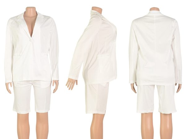 51vdr06nHL.jpg Womens 2 Piece Blazer Outfits Lapels Open Front Suit Jacket and Bermuda Shorts Set