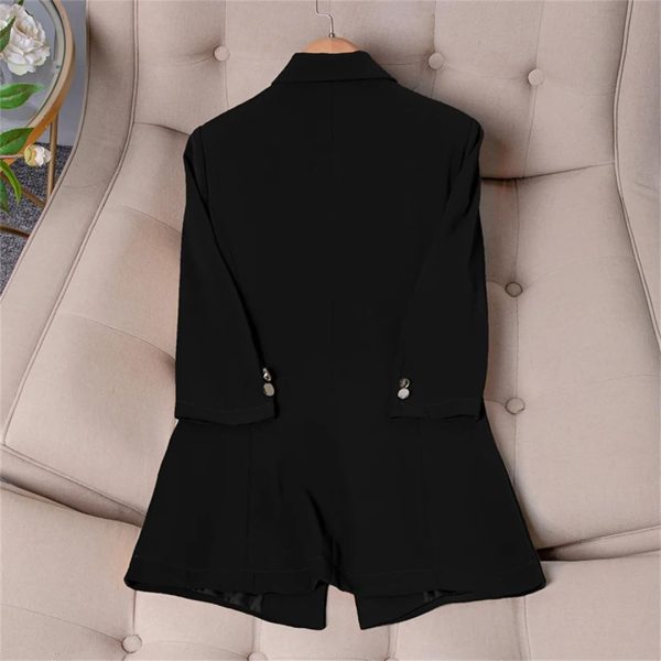 51vnwhX2UzL.jpg Women's Spring Summer Half Sleeve Office Coat Top All Match Stylish Jacket Blue Blazer