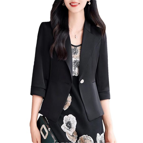 51xxOT3b3L.jpg Women Summer Style Elegant Office Wear Jacket Business Uniforms Half Blazer Work Coat