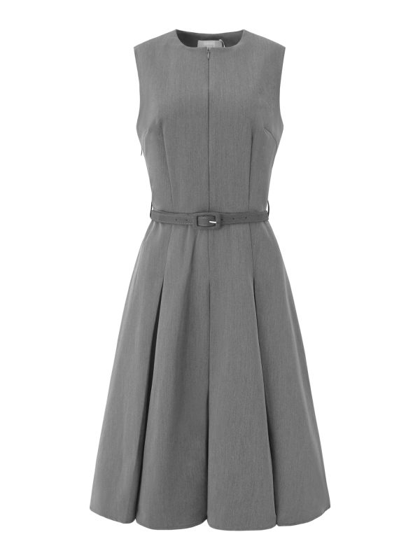 61-0tBw9UL.jpg Women's Sleeveless Dress Zip Up Belted Fit & Flare Work Dresses
