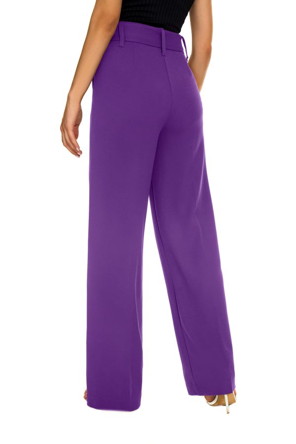 61-lj2wgIL.jpg Women's Casual High Waisted Wide Leg Dress Pants with Pockets and Belt