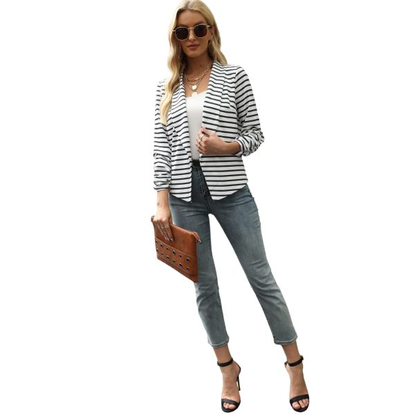 613sjE1UvwL.jpg Women 3/4 Sleeve Blazer Open Front Cardigan Jacket Work Office Blazer