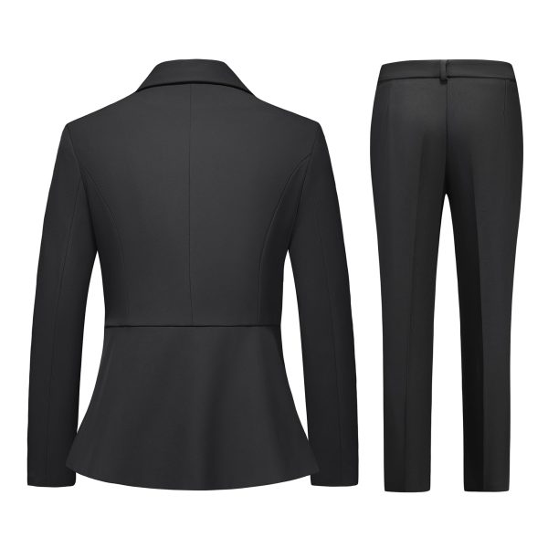 614z3-kBn3L.jpg Women's Pants Suit Solid Jacket 2 Piece Set Irregular Blazer Suit Business Casual