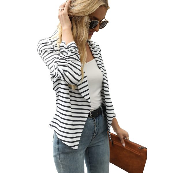 615G5ZExHFL.jpg Women 3/4 Sleeve Blazer Open Front Cardigan Jacket Work Office Blazer