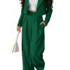 Women's 2 Piece Casual Outfits Cropped Blazer Jackets High Waisted Wide Leg Work Pants Suit Set