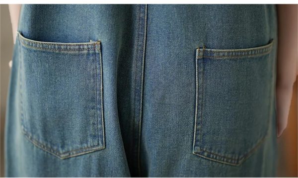 616vppdxhML.jpg Women Irregular Denim Jumpsuits Sleeveless Loose Buttons Vintage Wide Leg Jumpsuits