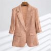 Fashion Suit Elegant Women's Summer Thin Three-Quarter Sleeves Printed Coat Straight Leg Pants Two-Piece Set