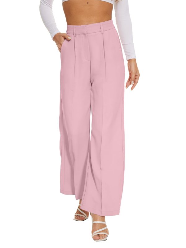 6188NjzHMqL.jpg Women Suit Pants Wide Leg Pants High Elastic Waisted in The Back Business Work Trousers Long Straight
