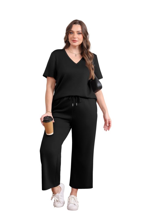 619EjevA9YL.jpg 2 Piece Sets for Women Summer Lounge Set Wide Leg Pants Matching Set Vacation Travel Outfits Beach Clothing