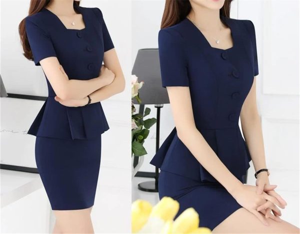 619Jg3irvoL.jpg Plus Size Women’S Pink Professional Suit 2-Piece Set Summer Business Office Wear Stretch Fabric Slim Fit Blazer Outfit